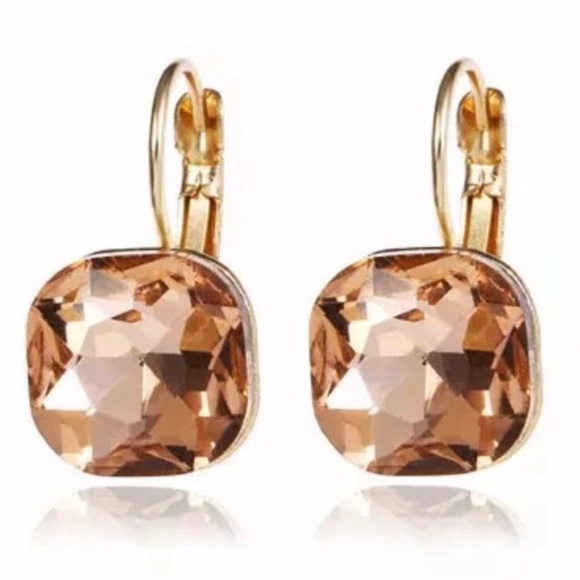 💙💎MORGANITE PINK GOLD SQUARE DROPS💎💙RHINESTONE - Picture 3 of 6